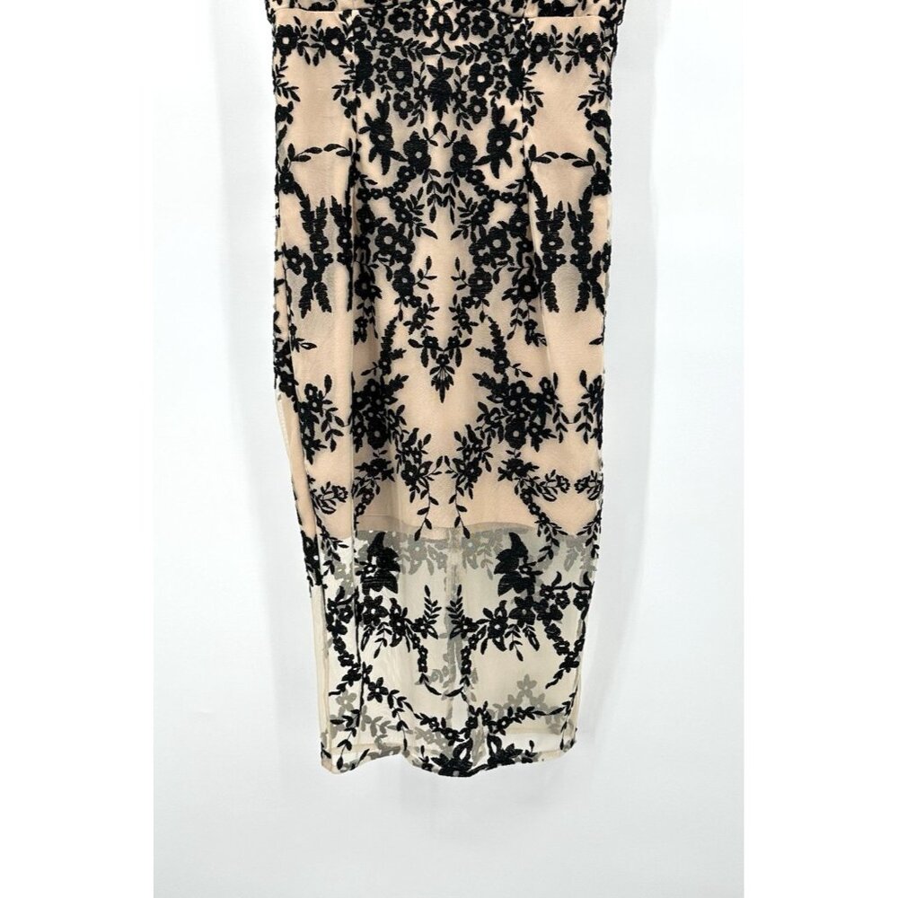 BARDOT dress sheer lace floral pencil wiggle party cocktail nude black SMALL - Picture 5 of 12